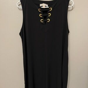 Michael Kors Black Mini Dress with Gold Details